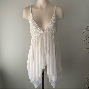 Plus Size Lace Babydoll Chemise Lingerie Slip Dress White Bridal Size 16/18